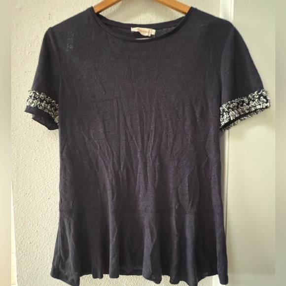 Tory Burch Relaxed Peplum Tee - Picture 1 of 8